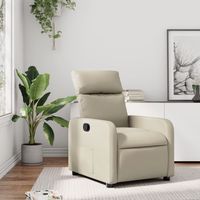 vidaxl sillon reclinable de cuero sintetico crema