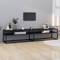 vidaxl mueble de tv vidrio templado color marmol negro 200x40x405 cm