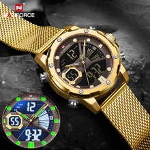 naviforce mens sport watches luxury gold quartz steel strap waterproof military digital wrist watch clock relogio masculino 2020