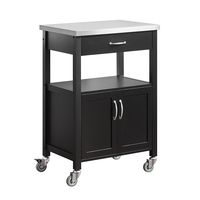 carrito de cocina con 1 cajon y 2 puertas mdf negro