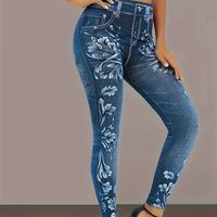 leggings de cintura alta con estampado de patchwork leggings ajustados de alta elasticidad para todos los dias ropa de mujer