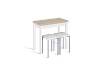 conjunto mesa libro ara 40-80x40 roblebco  2 taburetes asiento bco