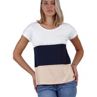 admas blusa camiseta de manga corta tricolor para mujer