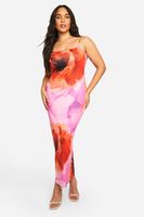 vestido plus maxi super suave con escote en u pink