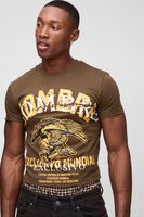 camiseta destenida con estampado grafico homme de pajaro encogida brown