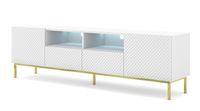 mueble para tv efecto madera blanco y crema led