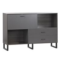 mueble tv en efecto olmo oscuro y gris