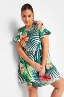 yours vestido mini blanco tropical mujer curvy y tallas grandes yours