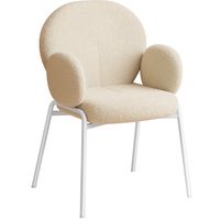 silla de comedor acolchada con tapizado de boucle y 120 kg crema