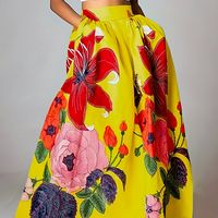 falda con diseno de estampado floral en el bolsillo elegante falda maxi de cintura alta elastica para primavera y otono ropa de mujer