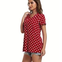 blusa estampada de lunares elegante blusa de manga corta con cremallera para primavera y verano ropa de mujer