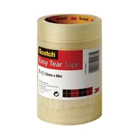 scotch easy tear clear tape 25mmx66m pack of 6 et2566t6