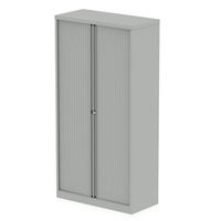 qube by bisley 2000mm side tambour cupboard goose grey no shelves