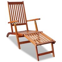 vidaxl tumbona de jardin con reposapies de madera maciza de acacia