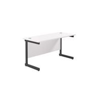 1400x600 single upright rectangular desk white-black