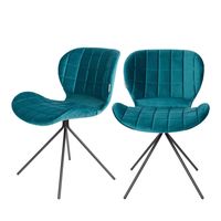 2 sillas de diseno de terciopelo azul