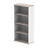 impulse 1600mm bookcase grey oak and white