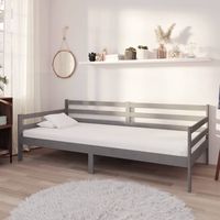 vidaxl sofa cama con colchon madera de pino maciza gris 90x200 cm