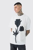 camiseta tall blanca con estampado de flores monocromaticas blanco