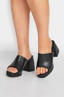 limited collection mules negros con tacon ancho