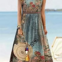 vestido de linea a sin mangas con estampado floral cuello redondo ideal para primavera y verano ropa de mujer