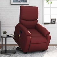 vidaxl sillon reclinable de masaje de pie cuero artificial rojo tinto