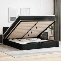 vidaxl cama otomana colchon y led cuero sintetico negro 180x200 cm