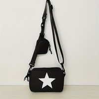 lindo bolso cruzado con parche de estrella bolso de hombro de nylon de moda bolso de mano casual y bolso mensajero para mujeres