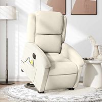 vidaxl sillon reclinable de masaje electrico elevable terciopelo crema