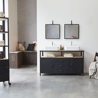 mueble para lavabo de mango macizo y metal de 140 cm