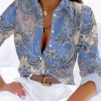 camisa estampada de paisley con botones camisa vintage de manga larga para primavera y otono ropa de mujer