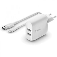 belkin boost charge cargador de red usb-a 24 w con 2 puertos y usb amicrousb