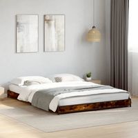 vidaxl estructura cama madera ingenieria metal roble ahumado 120x200cm