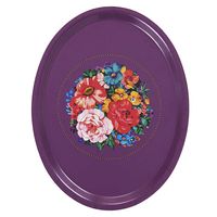 bandeja de madera estampada floral violeta 33x25cm