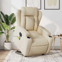 vidaxl sillon de masaje electrico reclinable elevable tela crema