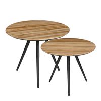 juego de 2 mesa auxiliar de madera reciclada marron alt49