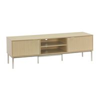 soporte de tv de madera estriada y metal 2 puertas 160cm natural