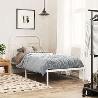 vidaxl estructura cama sin colchon con cabecero metal blanco 90x190 cm