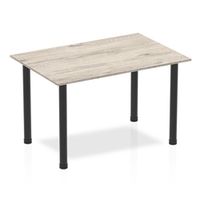 impulse 1200mm straight table grey oak top black post leg