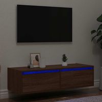 vidaxl mueble de tv con luces led roble marron 100x355x25 cm