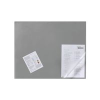 durable desk mat with transparent overlay 650 x 520mm grey