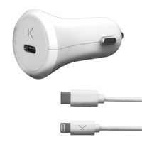 ksix cargador de coche para iphone 18w power delivery  cable usb-c lightning