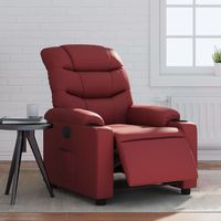 vidaxl sillon reclinable electrico de cuero sintetico rojo tinto