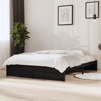 vidaxl estructura de cama sin colchon madera maciza negro 140x190 cm