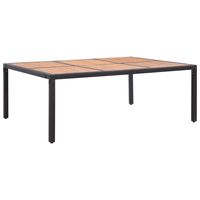 vidaxl mesa de jardin ratan pe y madera de acacia negro 200x150x74 cm