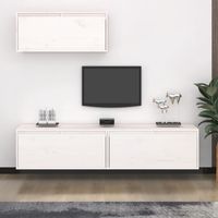 vidaxl muebles para tv 3 piezas madera maciza de pino blanco