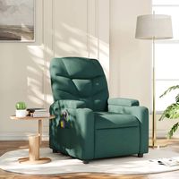 vidaxl sillon de masaje reclinable de tela verde oscuro