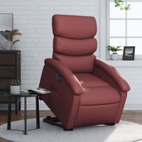 vidaxl sillon elevable electrico cuero artificial rojo tinto