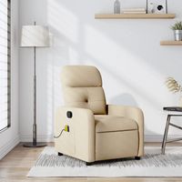 vidaxl sillon de masaje reclinable de tela crema