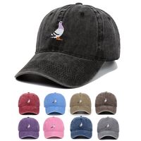 gorra de beisbol unisex bordada de paloma negra lavada y desgastada gorras de papa transpirables y ajustables para mujeres y hombres